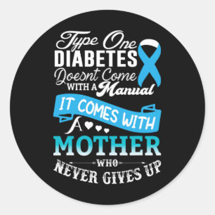 Typ-1-Diabetes Für Mutter Blaues Band Diabetiker Runder Aufkleber