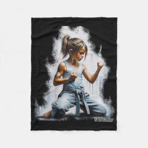 Typ 1 Diabetes Karate Warrior Girl trägt Fleecedecke