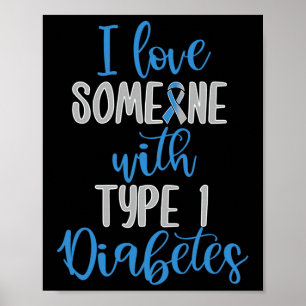 Typ-1-Diabetes Liebe Jugenddiabetes Blau Bewusstse Poster