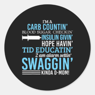 Typ 1 Diabetes Mama Fun T1D Diabetische Bewusstsei Runder Aufkleber