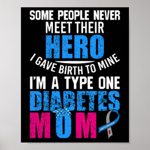 Typ 1 Diabetes Mama Mutter T1d Diabetisches Bewuss Poster