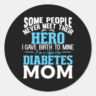 Typ 1 Diabetes Mama Mutter T1d Diabetisches Bewuss Runder Aufkleber