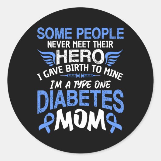 Typ 1 Diabetes Mama Mutter T1D Diabetisches Bewuss Runder Aufkleber (Vorderseite)