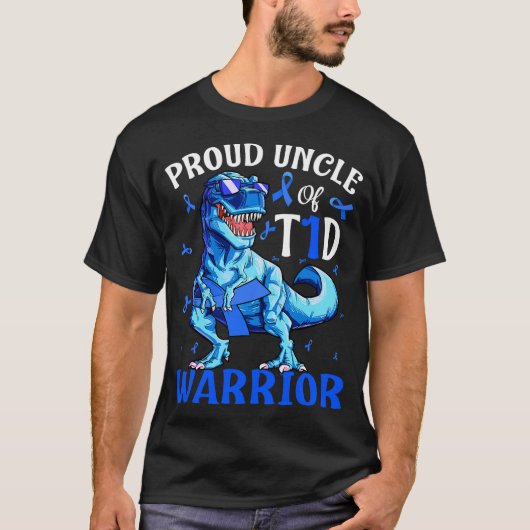 Typ 1 Diabetes-Proud-Onkel eines T1D-Warrior Dinos T-Shirt (Vorderseite)