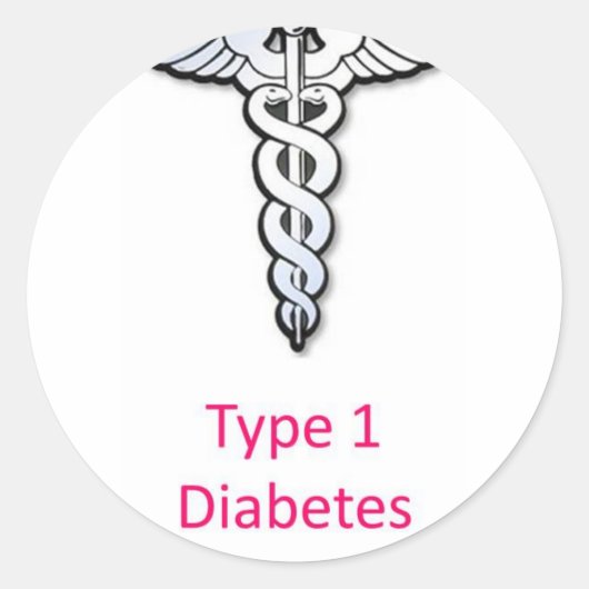 Typ 1 Diabetes rosa Runder Aufkleber (Vorderseite)