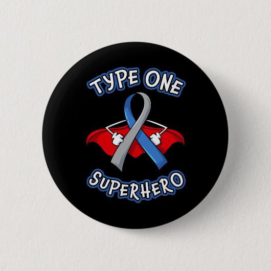 Typ 1 Diabetes Superheran Aufklärungsgeschenk Diab Button (Vorderseite)