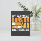 Typ 1 Diabetes T1D Bewusstsein Diabetiker Akku Postkarte (Stehend Vorderseite)