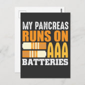 Typ 1 Diabetes T1D Bewusstsein Diabetiker Akku Postkarte (Vorne/Hinten)