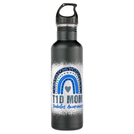 Typ 1 Diabetes T1D Mama Diabetes Awareness Leopard Edelstahlflasche (Vorderseite)