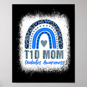 Typ 1 Diabetes T1d Mama Diabetes Awareness Leopard Poster