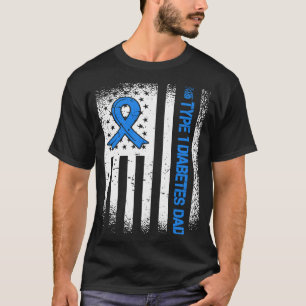 Typ 1 Diabetes Vater Diabetes Ribbon und American T-Shirt