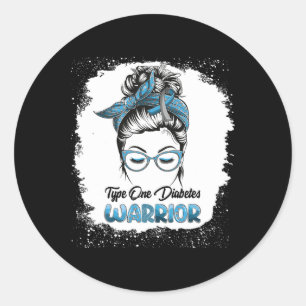 Typ 1 Diabetes Warrior gebleicht Messy Bun Belie Runder Aufkleber