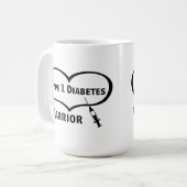 Typ 1 Diabetes Warrior mit Spritze Kaffeepause Tas Kaffeetasse (Vorderseite Links)