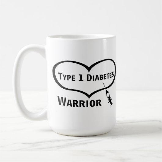 Typ 1 Diabetes Warrior mit Spritze Kaffeepause Tas Kaffeetasse (Links)