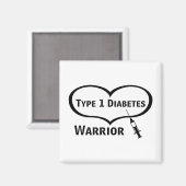 Typ 1 Diabetes Warrior mit Spritzenmagazin Magnet (Vorderseite/Rückseite)