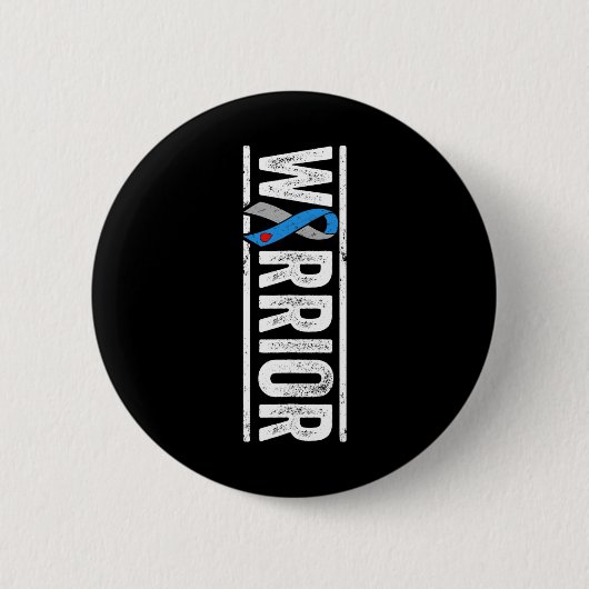 Typ 1 Diabetes Warrior - Sideways Awareness Ribbo Button (Vorderseite)