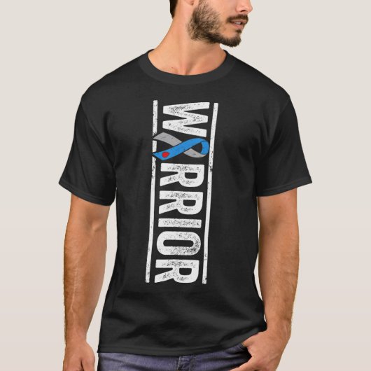 Typ 1 Diabetes Warrior - Sideways Awareness Ribbo T-Shirt (Vorderseite)