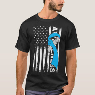 Typ 1 Diabetes Warrior US Flag Blue & Gray Ribbon T-Shirt