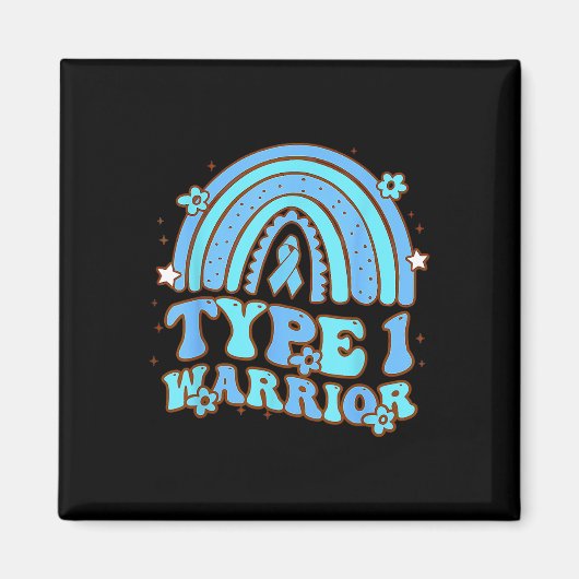 Typ-1-Krieger Retro-Regenbogen Diabetes-Bewusstsei Magnet (Vorne)
