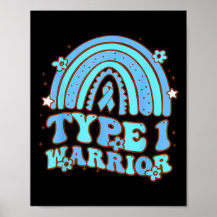 Typ-1-Krieger Retro-Regenbogen Diabetes-Bewusstsei Poster