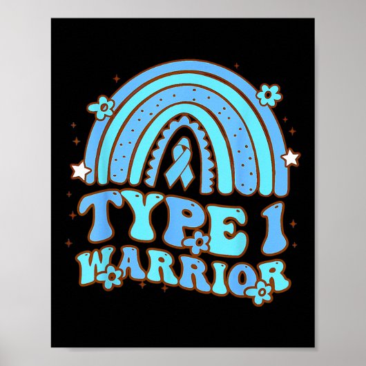 Typ-1-Krieger Retro-Regenbogen Diabetes-Bewusstsei Poster (Vorne)