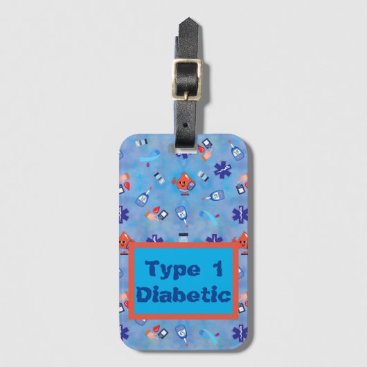Typ 1 oder 2 Diabetiker Farbdruck Gepäckanhänger (Vorderseite Vertikal)