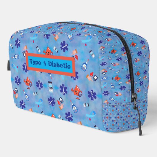 Typ 1 oder 2 Diabetiker Farbdruck Waschbeutel (Rechte Ecke)