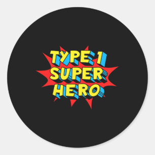 Typ 1 Superheld Typ 1 Diabetes-Bewusstsein Runder Aufkleber