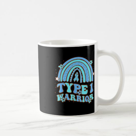 Typ 1 Warrior Retro Rainbow Diabetes Awareness Ri Kaffeetasse (Rechts)