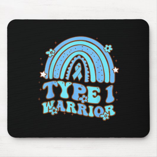Typ 1 Warrior Retro Rainbow Diabetes Awareness Ri Mousepad (Vorne)
