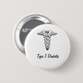 Typ- 1diabetes-Knopf-Abzeichen - Schwarzes Button (Vorne & Hinten)