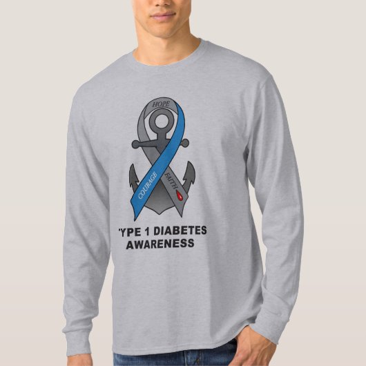 Typ- 1diabetes mit Anker der Hoffnung T-Shirt (Vorderseite)