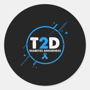 Typ 2 Diabetes Bewusstsein Vintag Diabetiker T2d V Runder Aufkleber