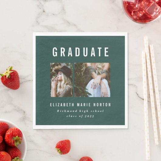 Typ Abschluss Multi-Foto Grün und Weiß Serviette (Beispiel)