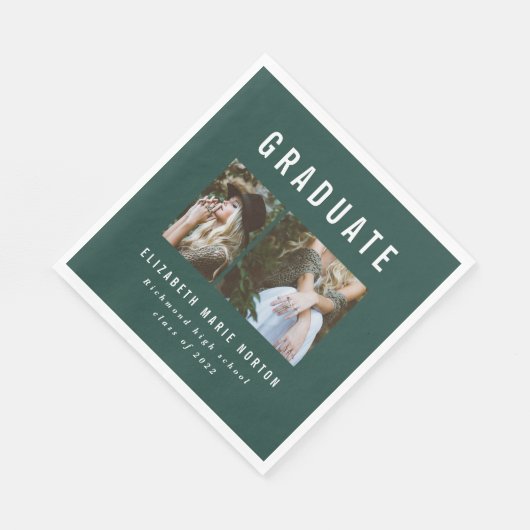Typ Abschluss Multi-Foto Grün und Weiß Serviette (Ecke)