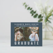 Typ Abschluss Multi Foto modern blau und weiß Postkarte (Stehend Vorderseite)