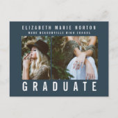 Typ Abschluss Multi Foto modern blau und weiß Postkarte (Vorderseite)