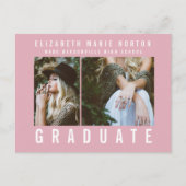 Typ Abschluss Multi Foto modern rosa und weiß Postkarte (Vorderseite)