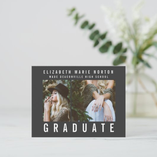 Typ Abschluss Multi Foto Modernste Schwarzweiß Postkarte (Stehend Vorderseite)