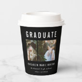 Typ Abschluss Multi-Foto Schwarzweiß Pappbecher (Rückseite)