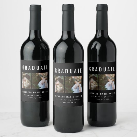 Typ Abschluss Multi-Foto Schwarzweiß Weinetikett (Flaschen)