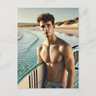 Typ am Strand Postkarte