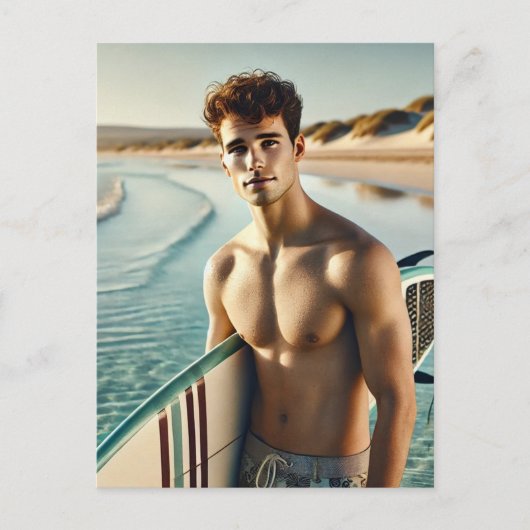 Typ am Strand Postkarte (Vorderseite)