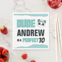 Typ Aquamarin und Black Panda Geburtstagsparty Serviette