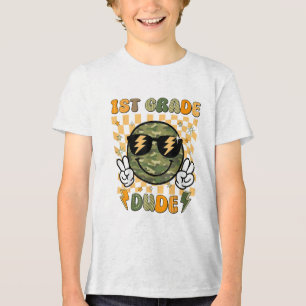 Typ Boys Retro Camouflage Lächeln Gesicht Tri-Blend Shirt