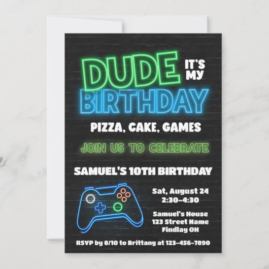 Typ Das ist mein Pizza Cake Games Party zum Geburt Einladung (Vorderseite)