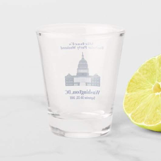 Typ der Bachelor Party in Washington Schnapsglas (Rückseite)