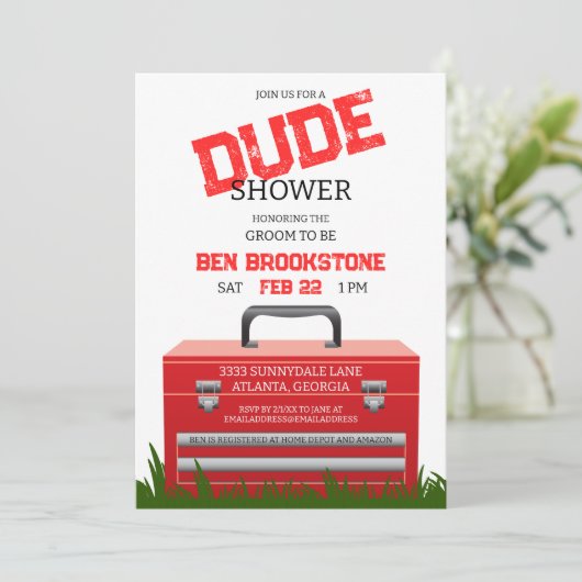 Typ der Fun Toolbox Polterabend Einladung (Stehend Vorderseite)