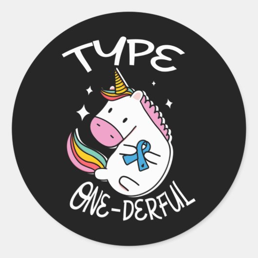 Typ-Einhorn für Diabetes Runder Aufkleber (Vorderseite)