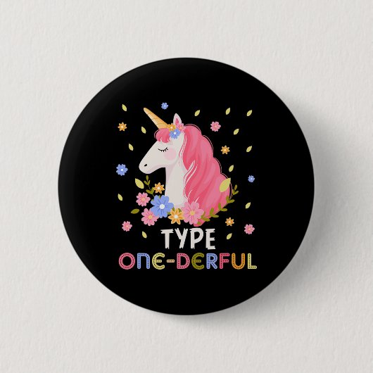 Typ Eins-dervolles Einhorn Lustiger Diabetiker Typ Button (Vorderseite)